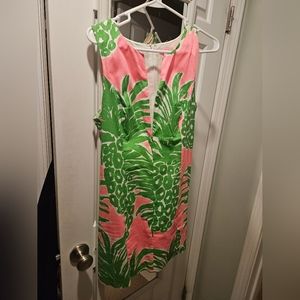 Lilly pulitzer pineapple shift dress sz 10 please note zipper charm no longer
